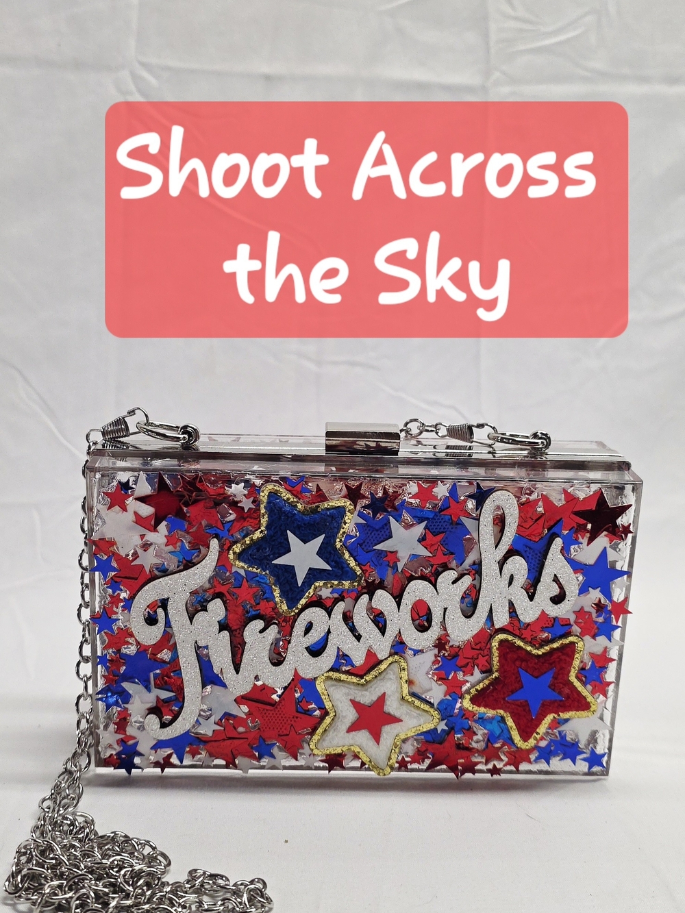 Handmade Pearl Chaos Clear Acrylic Clutch - Shoot Across The Sky